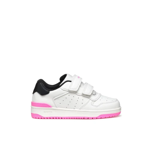 Washiba Girl Basketball Style Low Cut Sneakers White Leather Effect 34 Comfortable Breathable Double Riptape Closure Practical Foot Entry Girls Athleisurewear On Trend - Geox - Image 3
