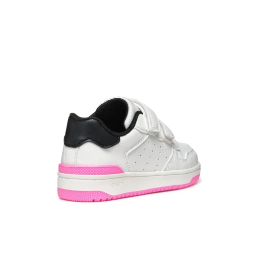 Washiba Girl Basketball Style Low Cut Sneakers White Leather Effect 34 Comfortable Breathable Double Riptape Closure Practical Foot Entry Girls Athleisurewear On Trend - Geox - Image 6