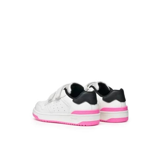 Washiba Girl Basketball Style Low Cut Sneakers White for Girls with Double Riptape Closure 37 Size Breathable Leather Effect Material Athleisurewear for Sporty Kids - Image 9