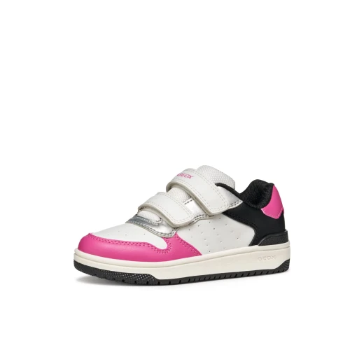Washiba Girl Basketball Style Low Cut Sneakers White for Girls with Double Riptape Closure Comfortable and Breathable Leather Effect Material Size 30 Enhance Athleisurewear - Geox - Image 4