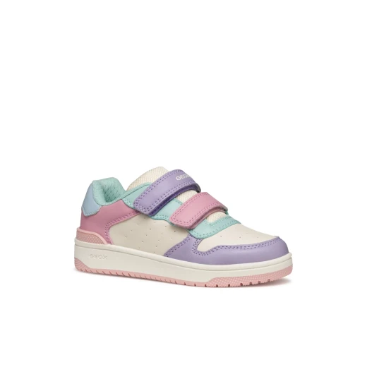Washiba Girl Low Cut Basketball Sneakers Pink 33, Featuring Breathable Leather Effect Material and Double Riptape Closure, Perfect for Girls Athleisurewear Comfort and Style - Geox - Image 3