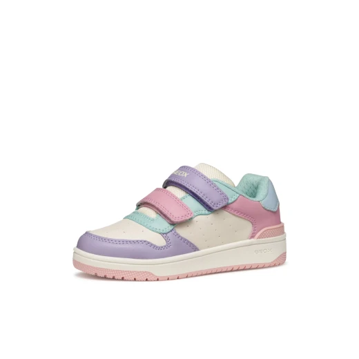 Washiba Girl Low Cut Basketball Sneakers Pink 33, Featuring Breathable Leather Effect Material and Double Riptape Closure, Perfect for Girls Athleisurewear Comfort and Style - Geox - Image 4