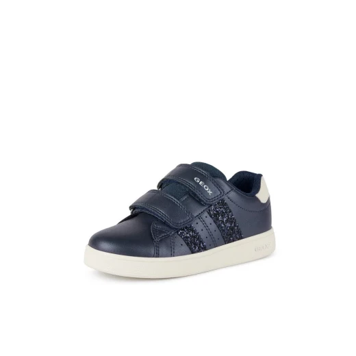 Geox Eclyper Girl Sneakers Navy Pearlescent Leather Effect Tennis Court Style Low Cut 30 Featuring Double Riptape Closure for Easy Fit Comfortable Feminine Footwear - Geox - Image 3