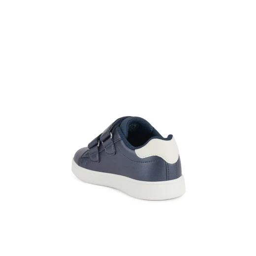 Geox Eclyper Girl Low Cut Sneakers Navy Pearlescent Leather Effect 28 Double Riptape Closure Comfortable Feminine Tennis Court Style Fast Delivery Easy Exchange - Geox - Image 4