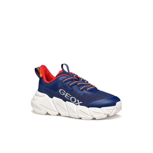 حذاء رياضي Geox Flexyper Fast Boy كحلي مقاس 35: حذاء رياضي شبكي منخفض القطع للأولاد النشطين مع حماية TPU متينة ونعل مبطن - جيوكس - Image 12
