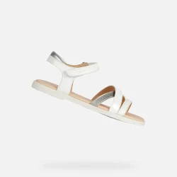 Geox Karly Girl Sandals White Patent Leather Effect Ankle Strap 29