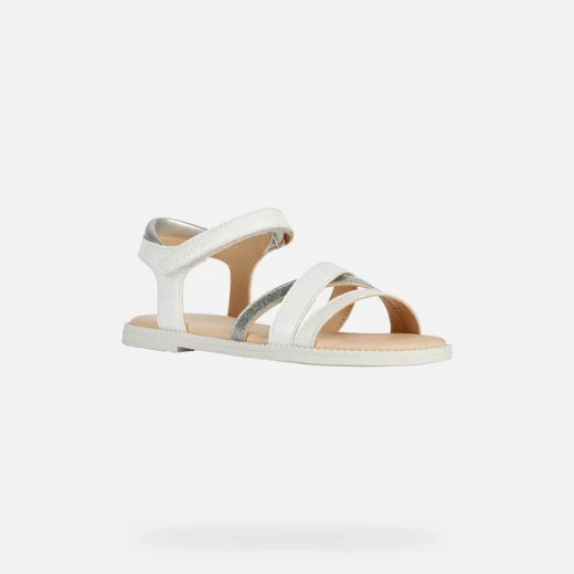 Geox Karly Girl Sandals White Patent Leather Effect Ankle Strap 29 - Geox - Image 3