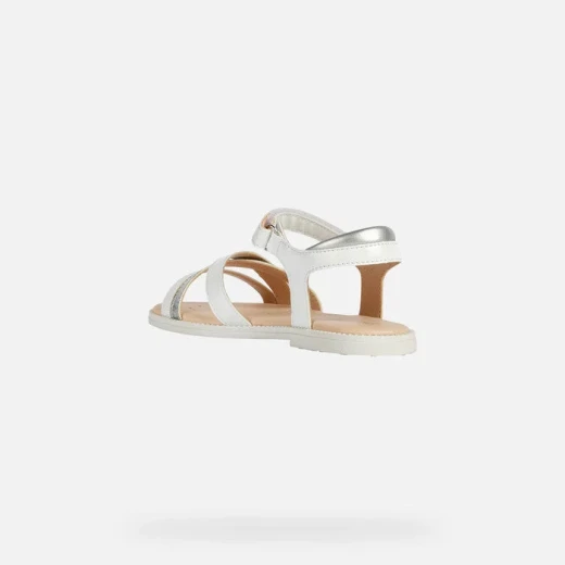 Geox Karly Girl Sandals White Patent Leather Effect Ankle Strap 29 - Geox - Image 4