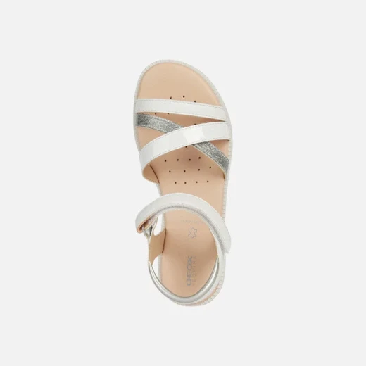 Geox Karly Girl Sandals White Patent Leather Effect Ankle Strap 29 - Geox - Image 5