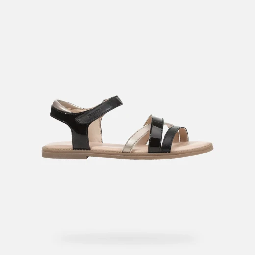 Geox Karly Girl's Black Sandals Size 37 Breathable Summer Footwear Patent and Pearlescent Design Comfortable for Everyday Wear Fast Delivery and Easy Exchange - Geox - Image 8
