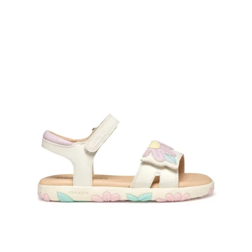 Geox Haiti Girls Sandals Off White 29 Pearlescent Leather Effect Summer Shoes Geox Haiti Girls Sandals Off White 29 Pearlescent Leather Effect Summer Shoes