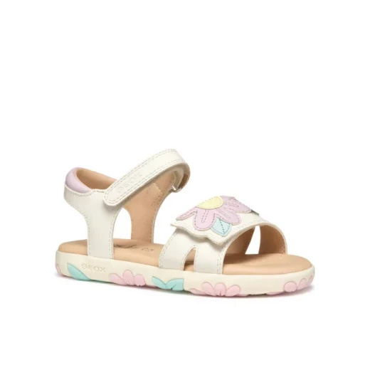 Geox Haiti Girls Sandals Off White 29 Pearlescent Leather Effect Summer Shoes - Geox - Image 3