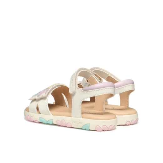 Geox Haiti Girls' Sandals Off White Size 32, Pearlescent Leather Effect, Lightweight and Comfortable Design, Perfect for Everyday and Holiday Wear, Modern Aesthetic - Geox - Image 5