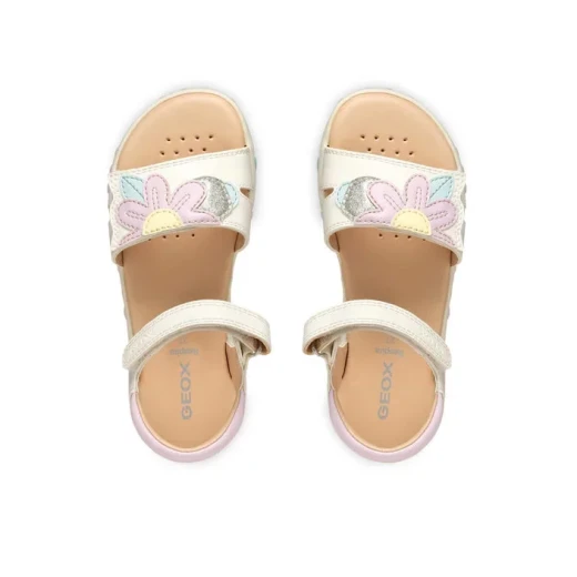 Geox Haiti Girls Sandals Off White 29 Pearlescent Leather Effect Summer Shoes - Geox - Image 6