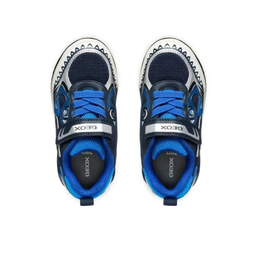 Geox Inek Boy's Sneakers Blue Size 34 Breathable Mesh Low Cut Athletic Shoes with Light Up Outsole and Stylish Graphic Details for Active Boys Comfortable and Sporty Footwear - Geox - Image 4