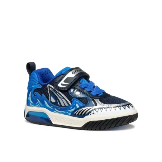Geox Inek Boy's Sneakers Blue Size 34 Breathable Mesh Low Cut Athletic Shoes with Light Up Outsole and Stylish Graphic Details for Active Boys Comfortable and Sporty Footwear - Geox - Image 7