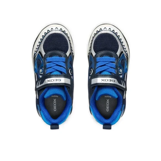 Geox Inek Boy's Sneakers Blue Size 34 Breathable Mesh Low Cut Athletic Shoes with Light Up Outsole and Stylish Graphic Details for Active Boys Comfortable and Sporty Footwear - Geox - Image 8