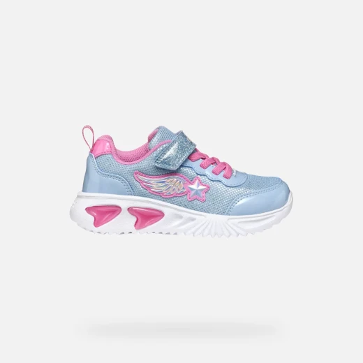 Geox Assister Girl's Sneakers Sky Blue 36, Running Style Shoes with Built In Lights, Breathable Design, and High Shine Fabric for Girls. Elevate School & Weekend Outfits. - Geox - Image 8