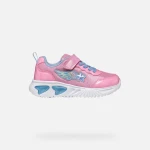 Geox Assister Girl Sneakers Pink Low Cut 37 Pearlescent Patent Leather Effect High Shine Fabric Breathable Design Lights in Outsole Elevate School Weekend Outfits - Assister