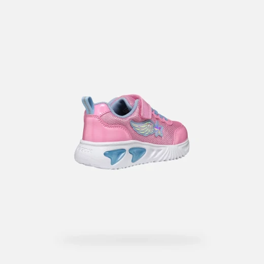 Geox Assister Girl Sneakers Pink Low Cut 38 Shiny Fabric Patent Leather Effect Cushioned Breathable Design Lights in Outsole Elevates School Weekend Outfits - Image 5