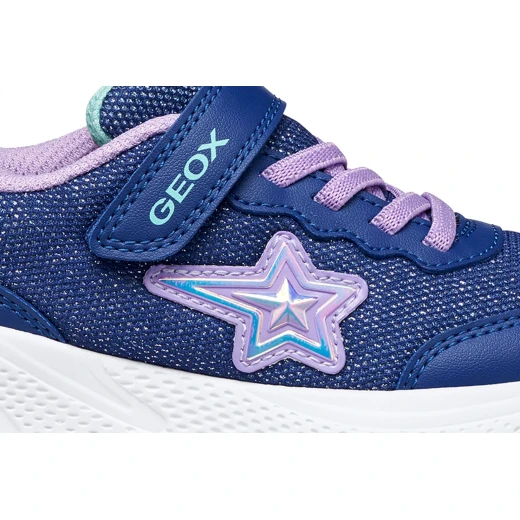 Sprintye Girl's Lightweight Breathable LowCut Sneakers Sporty Design Shiny Fabric Leather Effect Ideal for Playtime School 38 Blue J55FWA.0AS54.C4300 - Geox - Image 10