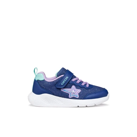 Sprintye Girl's Lightweight Breathable Sneakers Blue 31 For Girls Modern Running Shoe Design Shiny Fabric Leather Effect Casual Wear Ideal For School & Playtime - Geox - Image 2