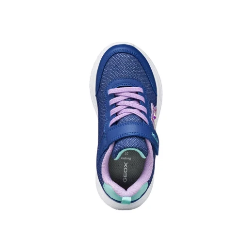 Sprintye Girl's Lightweight Breathable Sneakers Blue 32 Sporty Low Cut Shoes for Girls Shiny Fabric and Leather Effect Perfect for School and Playtime - Geox - Image 7
