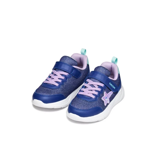 Sprintye Girl's Lightweight Breathable Sneakers Blue 32 Sporty Low Cut Shoes for Girls Shiny Fabric and Leather Effect Perfect for School and Playtime - Geox - Image 8
