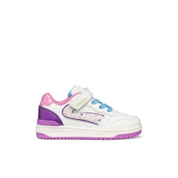 Geox Washiba Girl Sneakers White 28 Modern Casual Sporty Shoes for Girls Pearlescent Nubuck Effect Leather like Design Comfortable Supportive Daywear Girls' Footwear