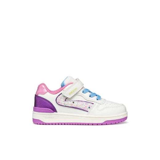 Geox Washiba Girl Sneaker White Leather Effect Pearlescent Nubuck Effect Casual Sporty Design Comfortable Support Day Wear Size 37 for Girls - Geox - Image 2
