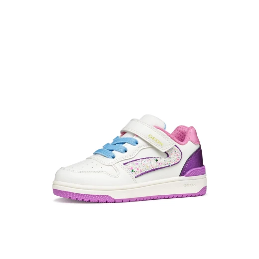 Geox Washiba Girl Sneaker White Pearlescent Nubuck Effect Leatherette Comfortable and Supportive Casual Sporty Shoe for Girls Item Code J55HXA.054AJ.C1Z8H Size 33 - Image 4