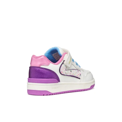 Geox Washiba Girl Sneakers White 28 Modern Casual Sporty Shoes for Girls Pearlescent Nubuck Effect Leather like Design Comfortable Supportive Daywear Girls' Footwear - Geox - Image 5