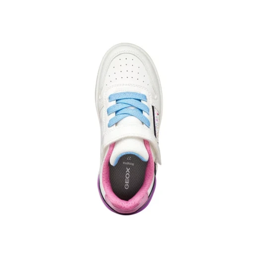 Geox Washiba Girl Sneakers White 28 Modern Casual Sporty Shoes for Girls Pearlescent Nubuck Effect Leather like Design Comfortable Supportive Daywear Girls' Footwear - Geox - Image 9