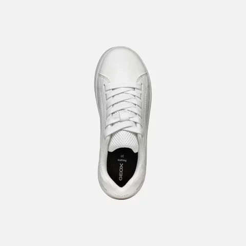 Geox Eclyper Boy Sneakers White Low Cut Leather Effect Court Style 33 Boys Casual Everyday Shoes Modern Design Pristine Aesthetic Geox J55LSB.000BC.C1000 - Geox - Image 11
