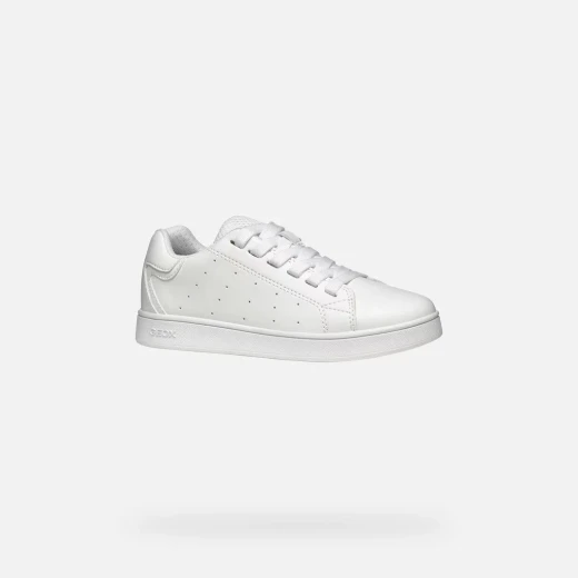 Geox Eclyper Boy Sneakers White Leather Effect Low Cut Tennis Court Style Shoes for Boys Casual Everyday Wear Size 34 - Some brand - Image 4