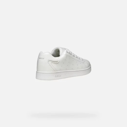 Geox Eclyper Boy Sneakers White Low Cut Leather Effect Court Style 33 Boys Casual Everyday Shoes Modern Design Pristine Aesthetic Geox J55LSB.000BC.C1000 - Geox - Image 5