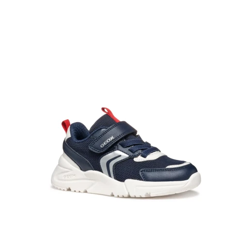 Geox Loftus Boy Navy Sneakers Running Style Lightweight Breathable Mesh and Leather Effect Design Schoolwear Athleisure Look Size 28 SKU J55MQB.01454.C0735 - Geox - Image 4