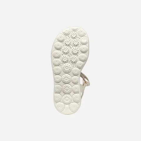 Puffypop Girl's Sandals Ivory Leather Effect with Double Riptape Closure, Size 34, Comfortable Summer Footwear for Warm Weather, Glamorous Everyday Outfits - Image 7