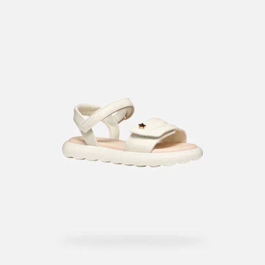 Puffypop Girl's Sandals Ivory 28, Leather Effect, Double Riptape Closure - Image 9