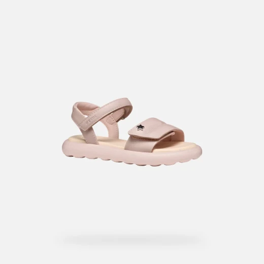 Geox PuffyPop Girl's Sandals Rose 29, Leather Effect, Double Riptape Closure - Geox - Image 3