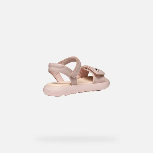Geox PuffyPop Girls' Sandals Rose Size 31, Comfortable Summer Footwear with Leather Effect, Double Riptape Closure for Easy Adjustment, Glamorous Everyday Sandal - Geox - Image 4