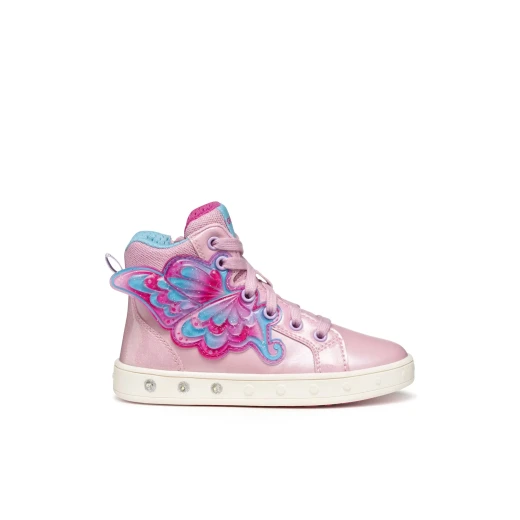 Geox Skylin Girl Sneakers Pink 30 Pearlescent Leather Effect Glitter Detail - Geox - Image 2
