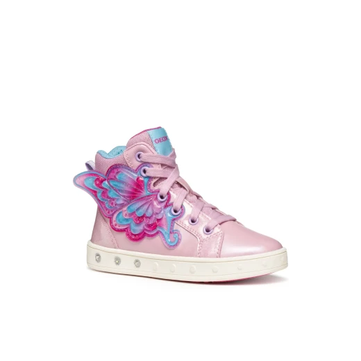 Geox Skylin Girl Sneakers Pink Patent Leather Glitter 34 Light Up Shoes for Girls with Button Control Casual Sporty Design Comfortable Fit Perfect for Active Play - Geox - Image 3