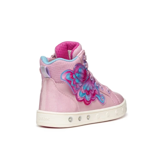 Geox Skylin Girl Sneakers Pink 30 Pearlescent Leather Effect Glitter Detail - Geox - Image 5