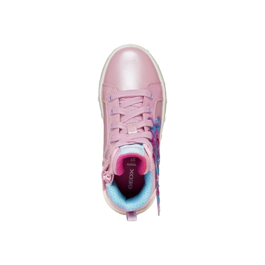 Geox Skylin Girl Sneakers Pink 30 Pearlescent Leather Effect Glitter Detail - Geox - Image 9
