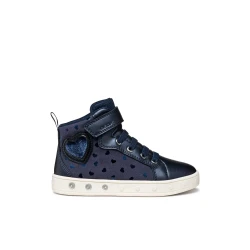 Geox Skylin Girl Sneakers Navy 28 Pearlescent Leather Effect Lights