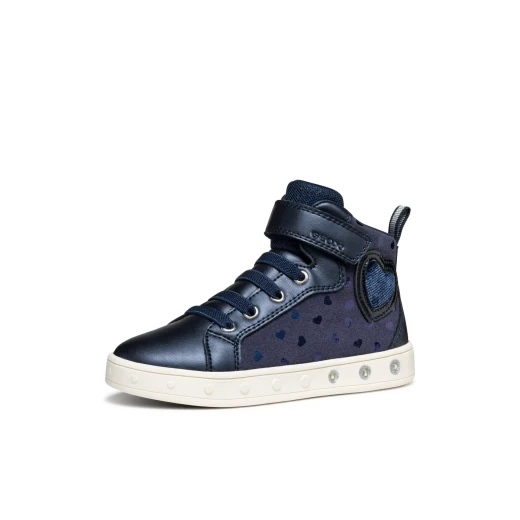 Geox Skylin Girl Sneakers Navy 28 Pearlescent Leather Effect Lights - Geox - Image 4