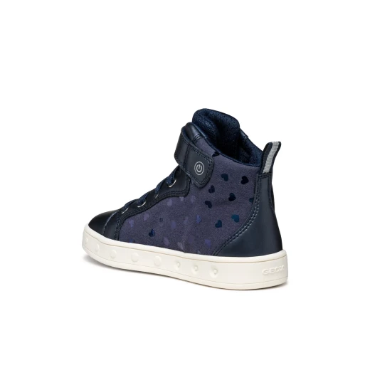 Geox Skylin Girl Sneakers Navy 34 Pearlescent Leather Effect Lights - Geox - Image 6