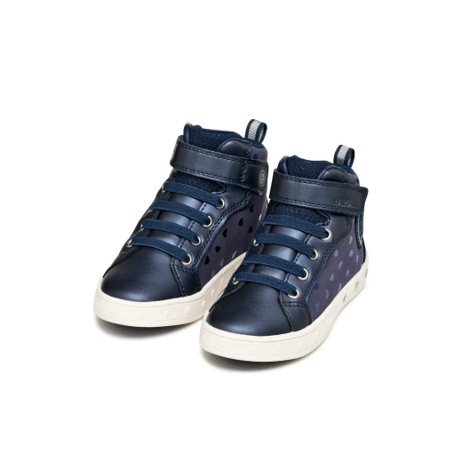 Geox Skylin Girl Sneaker Navy Blue 35 with Suede-Like Material, Pearlescent Detailing and Lights in Sole for Girls Perfect for School and Leisure 100% Authentic - Skylin - Image 7