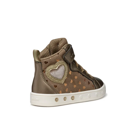 Geox Skylin Girl Sneakers Dark Beige Size 33 with Lights and Sporty Design for Girls Perfect for School and Leisure. Featuring Suede Like Material and Pearlescent Detailing. - Skylin - Image 5